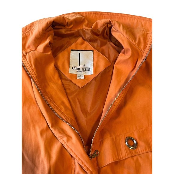 Larry Levine Vintage Outerwear Cinched Cargo Utility Jacket Orange Microfiber L - Picture 10 of 10